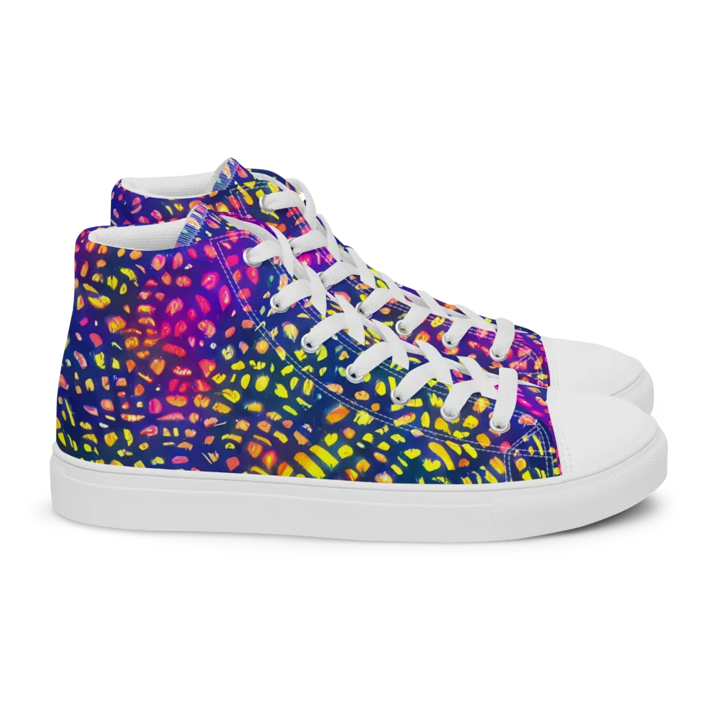 Prismatic Scatter on Women's High Top Canvas Shoes — Right