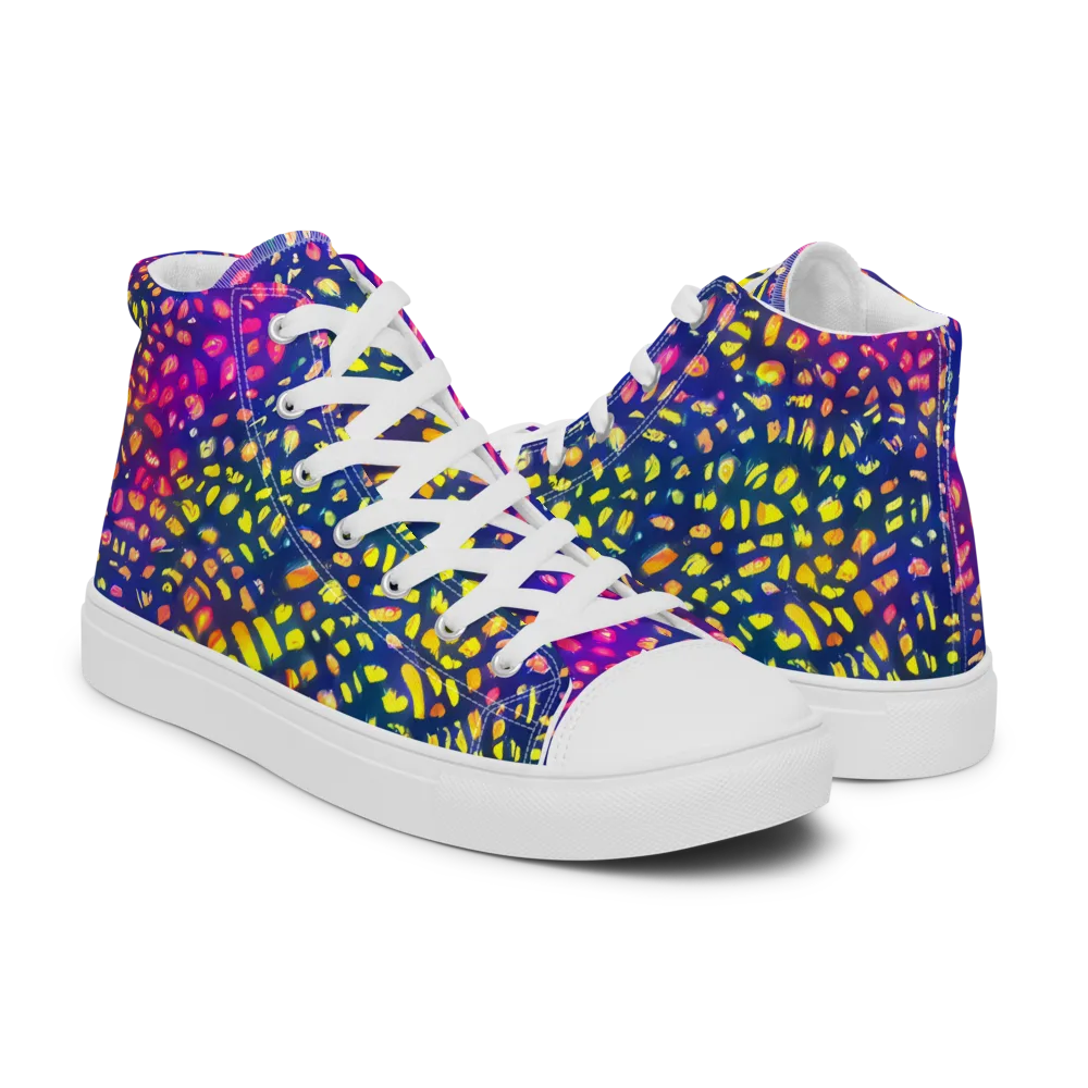 Prismatic Scatter on Women's High Top Canvas Shoes — Right