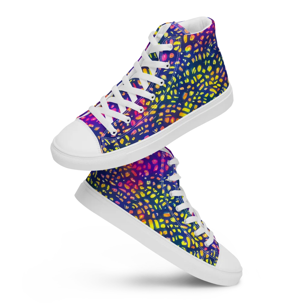 Prismatic Scatter on Women's High Top Canvas Shoes — Front