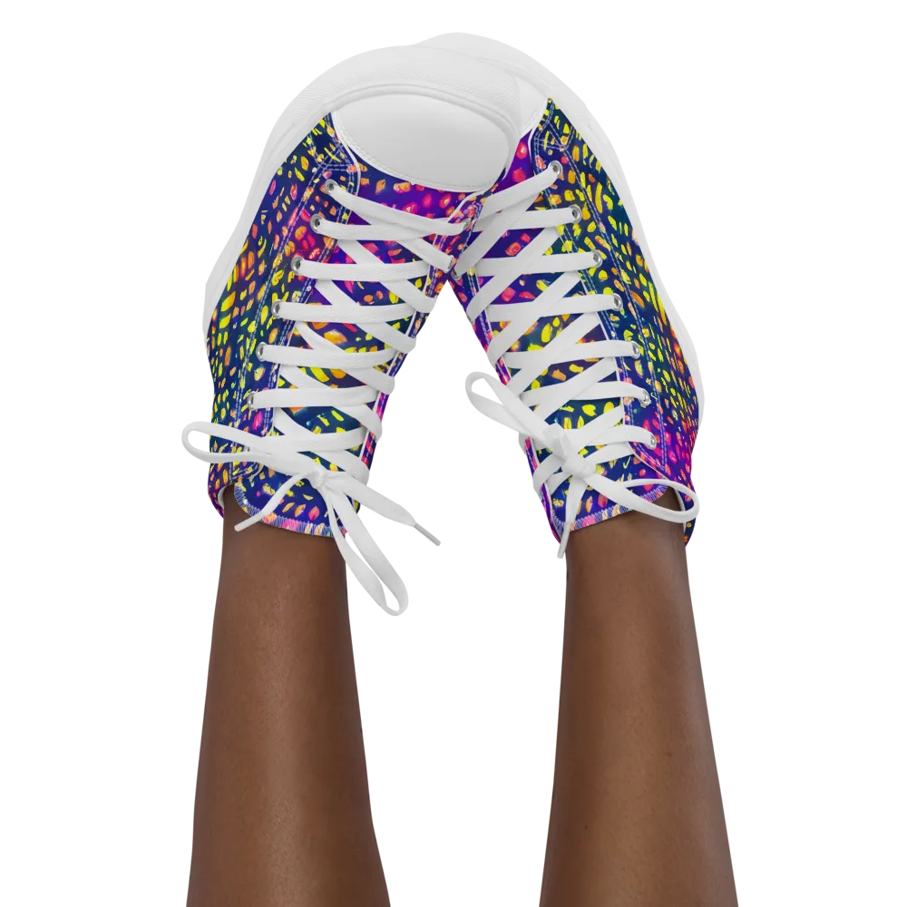 Prismatic Scatter on Women's High Top Canvas Shoes — Front
