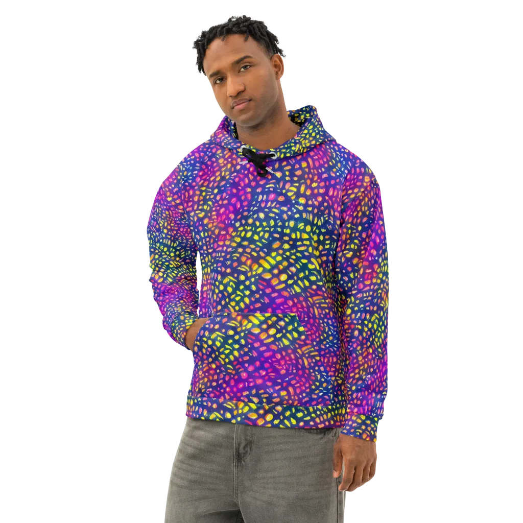 Prismatic Scatter on Cotton Hoodie — Left Front
