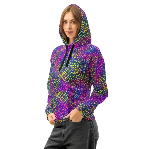 Prismatic Scatter on a Cotton Hoodie