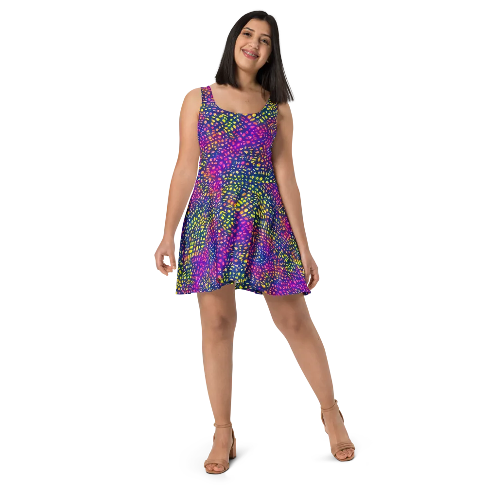 Prismatic Scatter on Skater Dress — Front