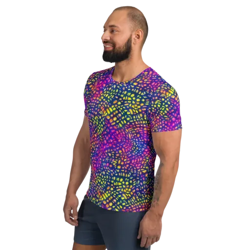 Prismatic Scatter on a Men's Athletic T-Shirt