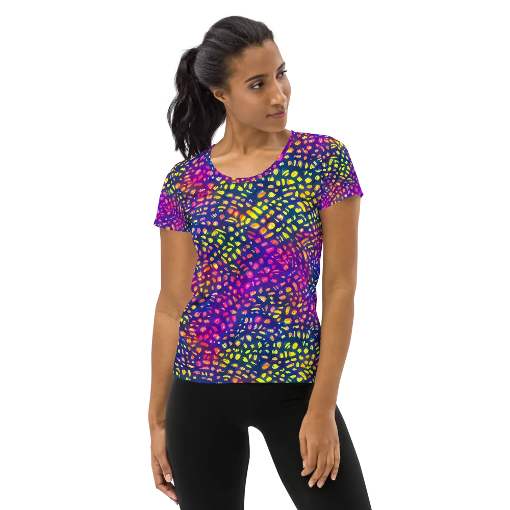 Prismatic Scatter on Women's Athletic T-Shirt — Front
