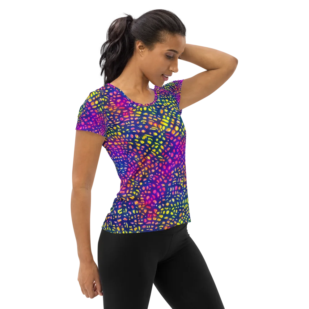 Prismatic Scatter on Women's Athletic T-Shirt — Right