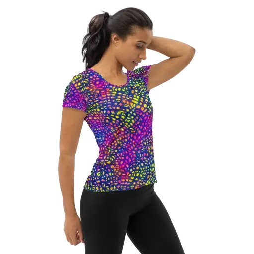 Prismatic Scatter on a Women's Athletic T-Shirt
