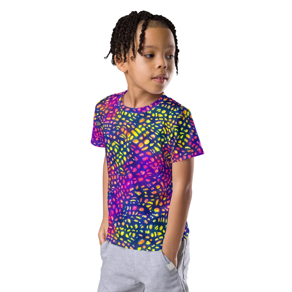 Prismatic Scatter on Kids Crew Neck T-Shirt — Left Front