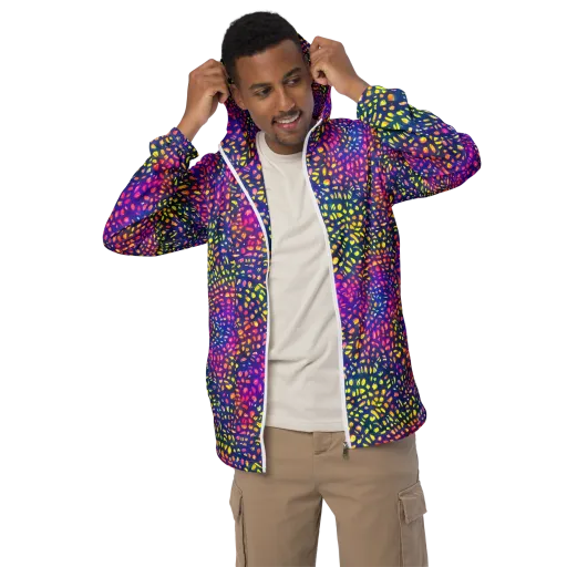 Prismatic Scatter on a Men's Windbreaker