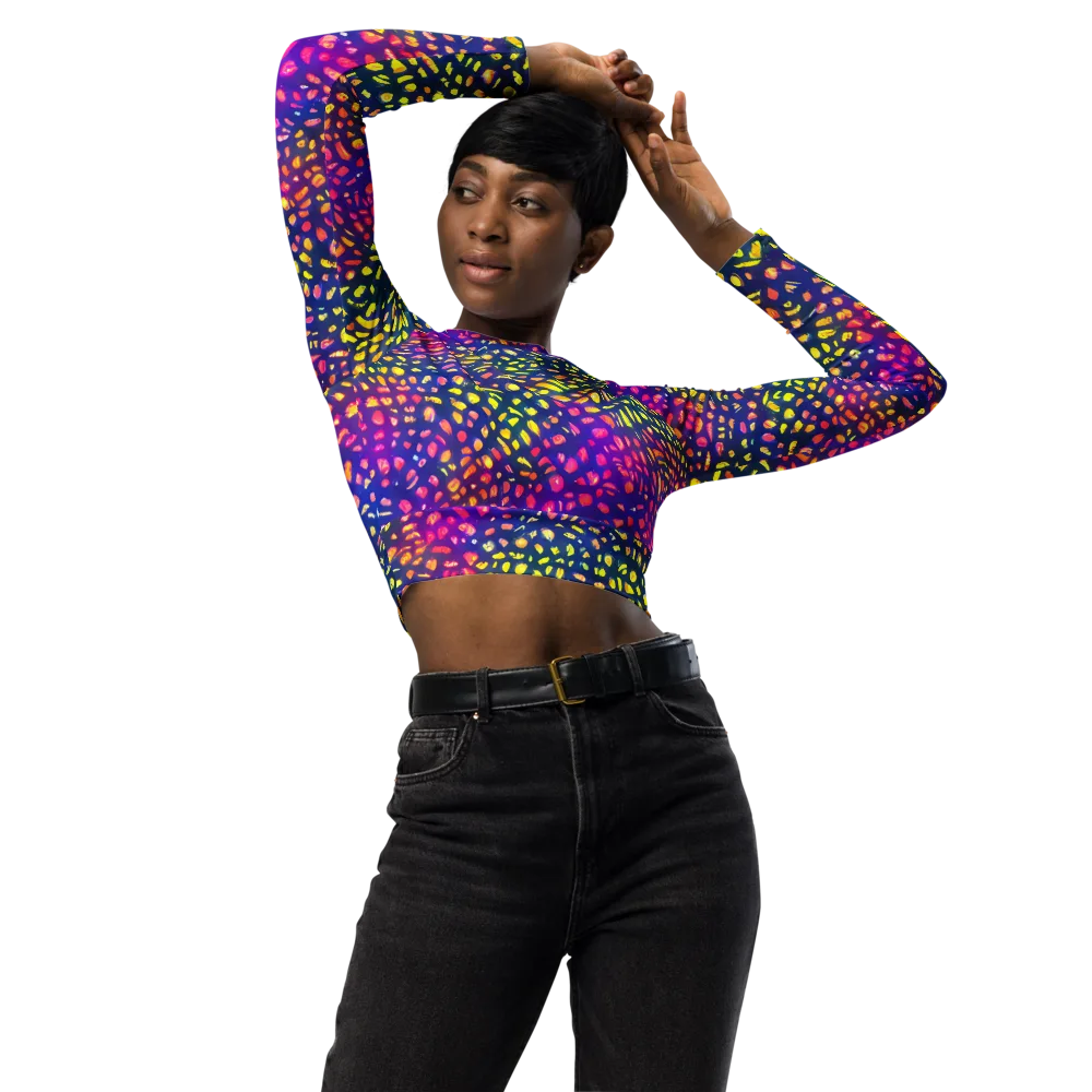 Prismatic Scatter on Long Sleeve Crop Top — Front