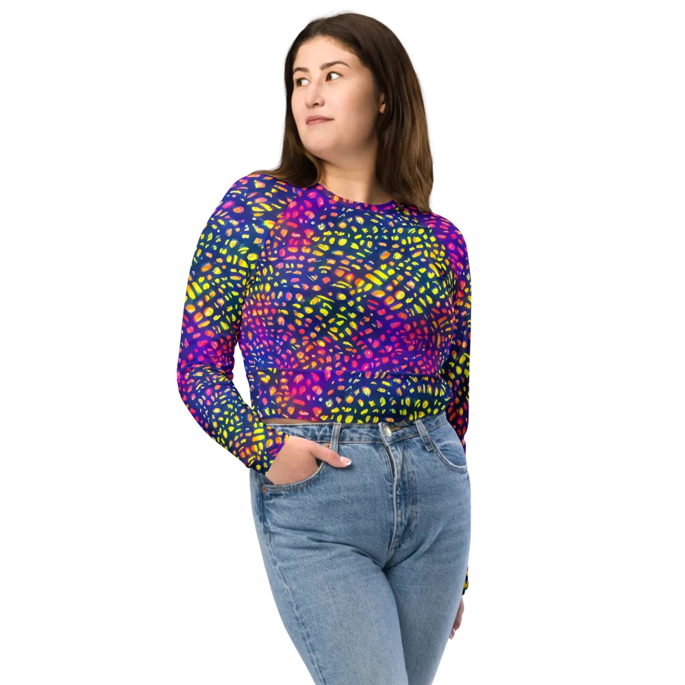 Prismatic Scatter on Long Sleeve Crop Top — Front