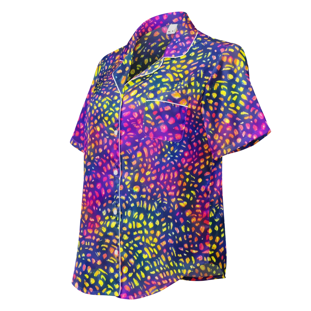 Prismatic Scatter on Women's Short Sleeve Pajama Top — Left Front