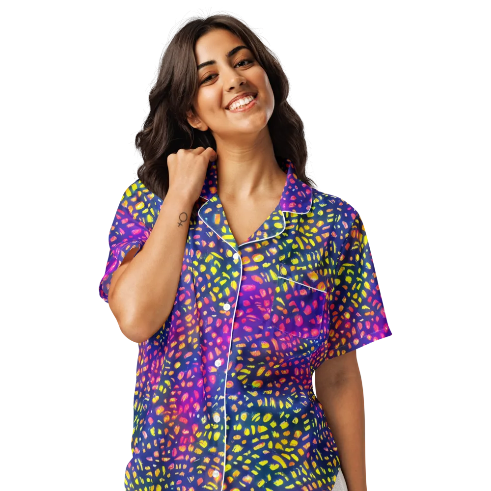 Prismatic Scatter on Women's Short Sleeve Pajama Top — Front