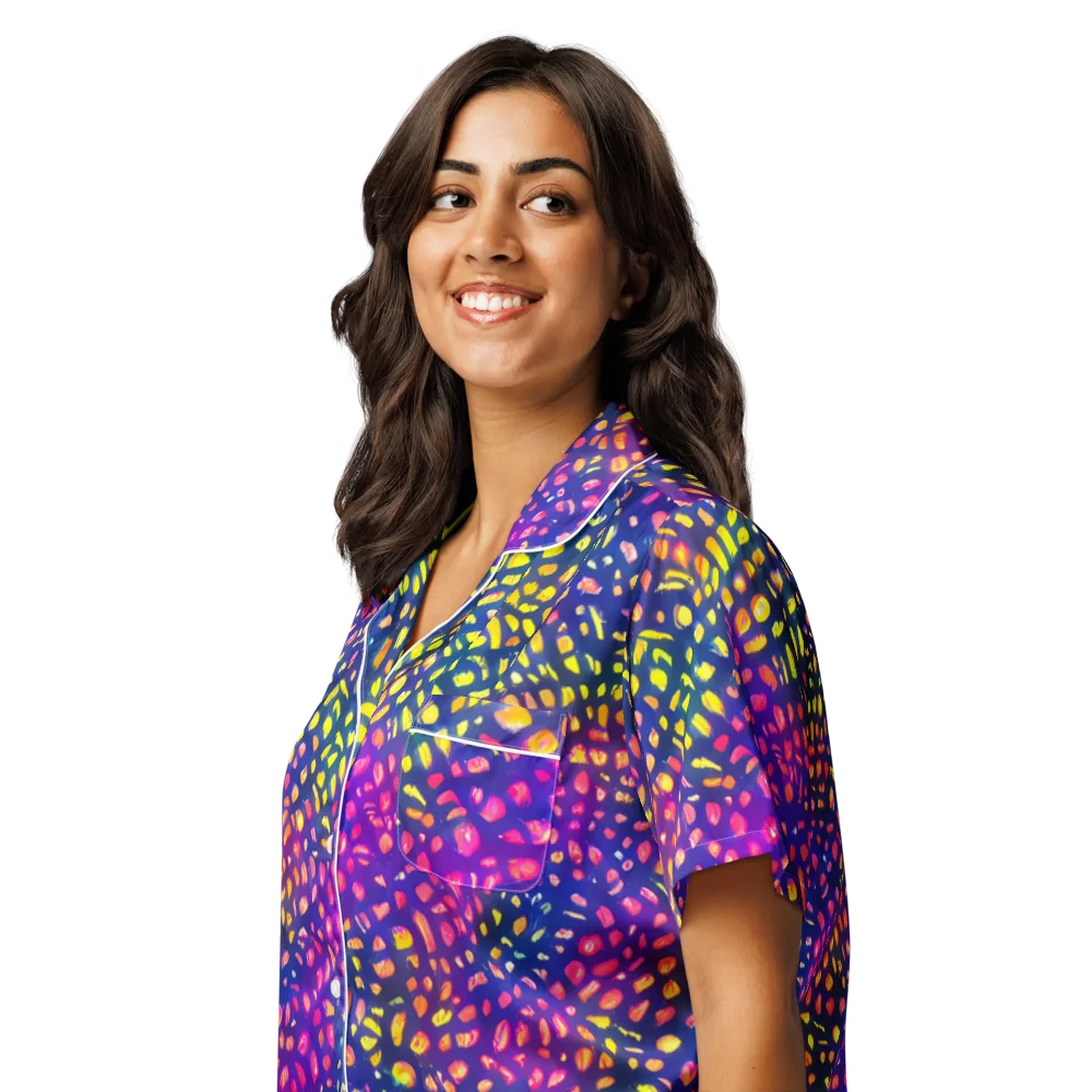 Prismatic Scatter on Women's Short Sleeve Pajama Top — Left Front