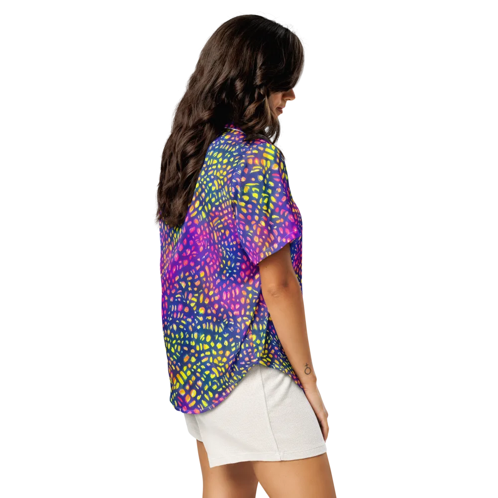 Prismatic Scatter on Women's Short Sleeve Pajama Top — Right Back