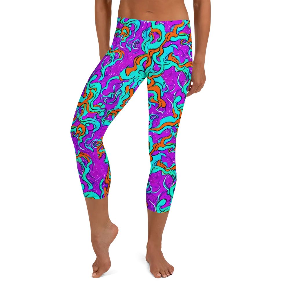Psychic Ribbons on Capri Leggings — Front