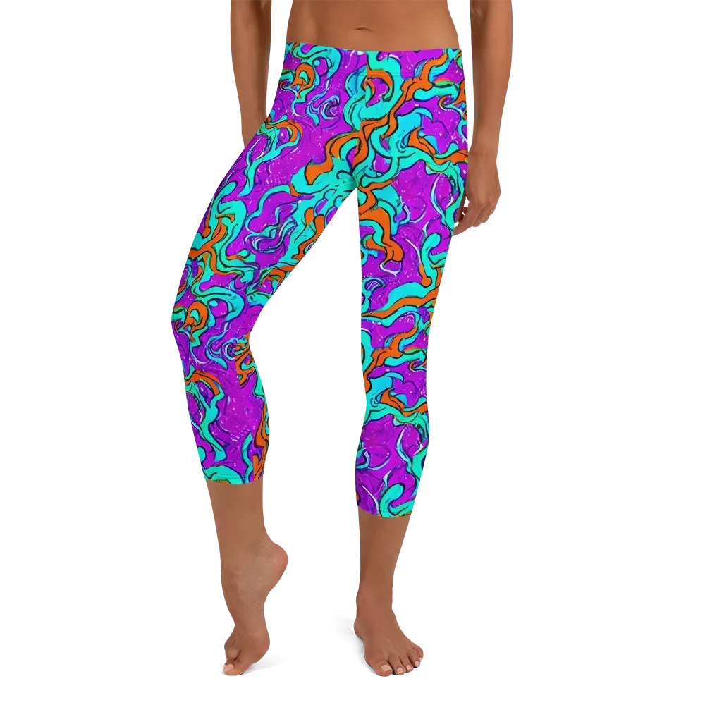 Psychic Ribbons on Capri Leggings — Front