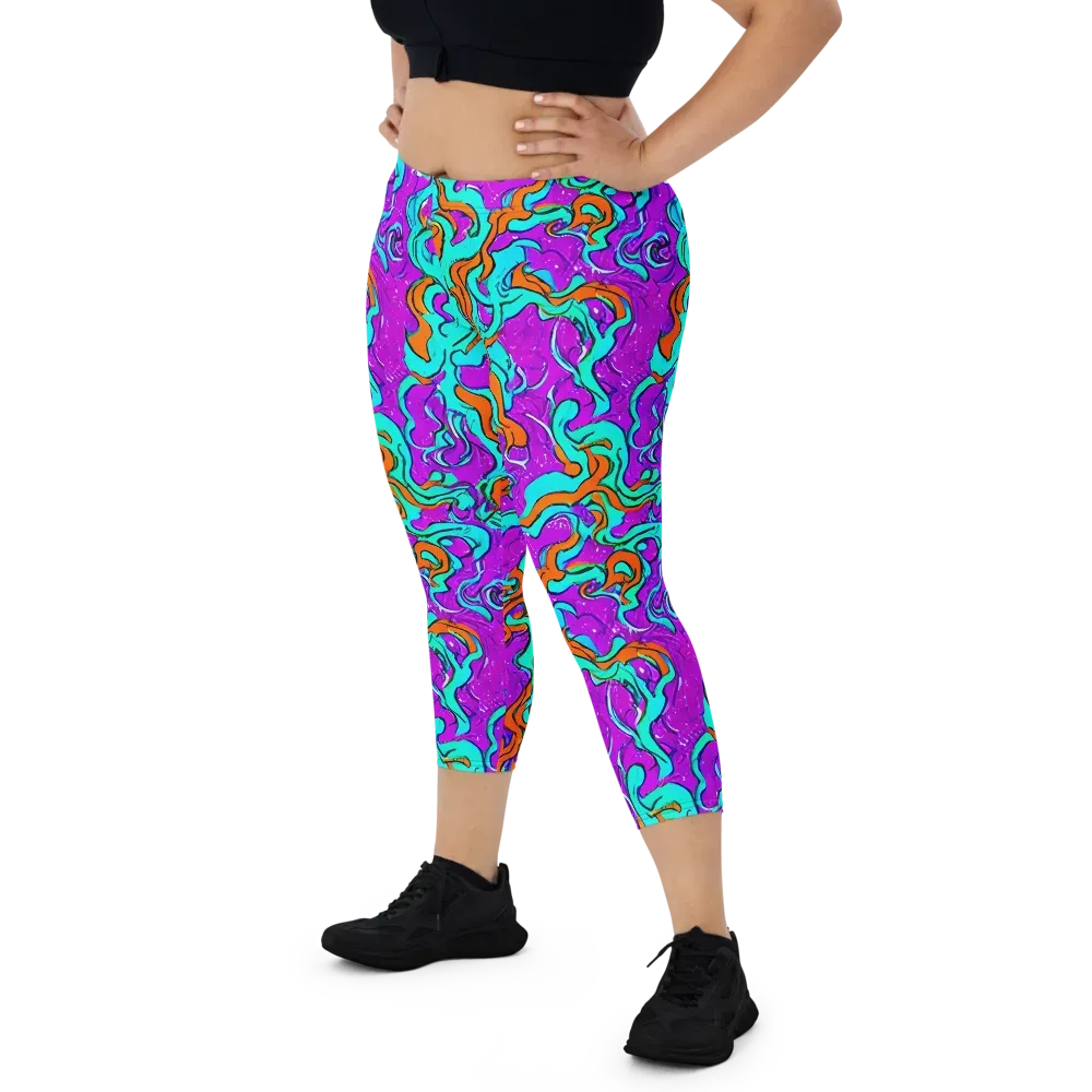 Psychic Ribbons on Capri Leggings — Front