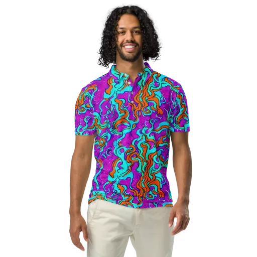 Psychic Ribbons on a Men's Slim Fit Polo Shirt