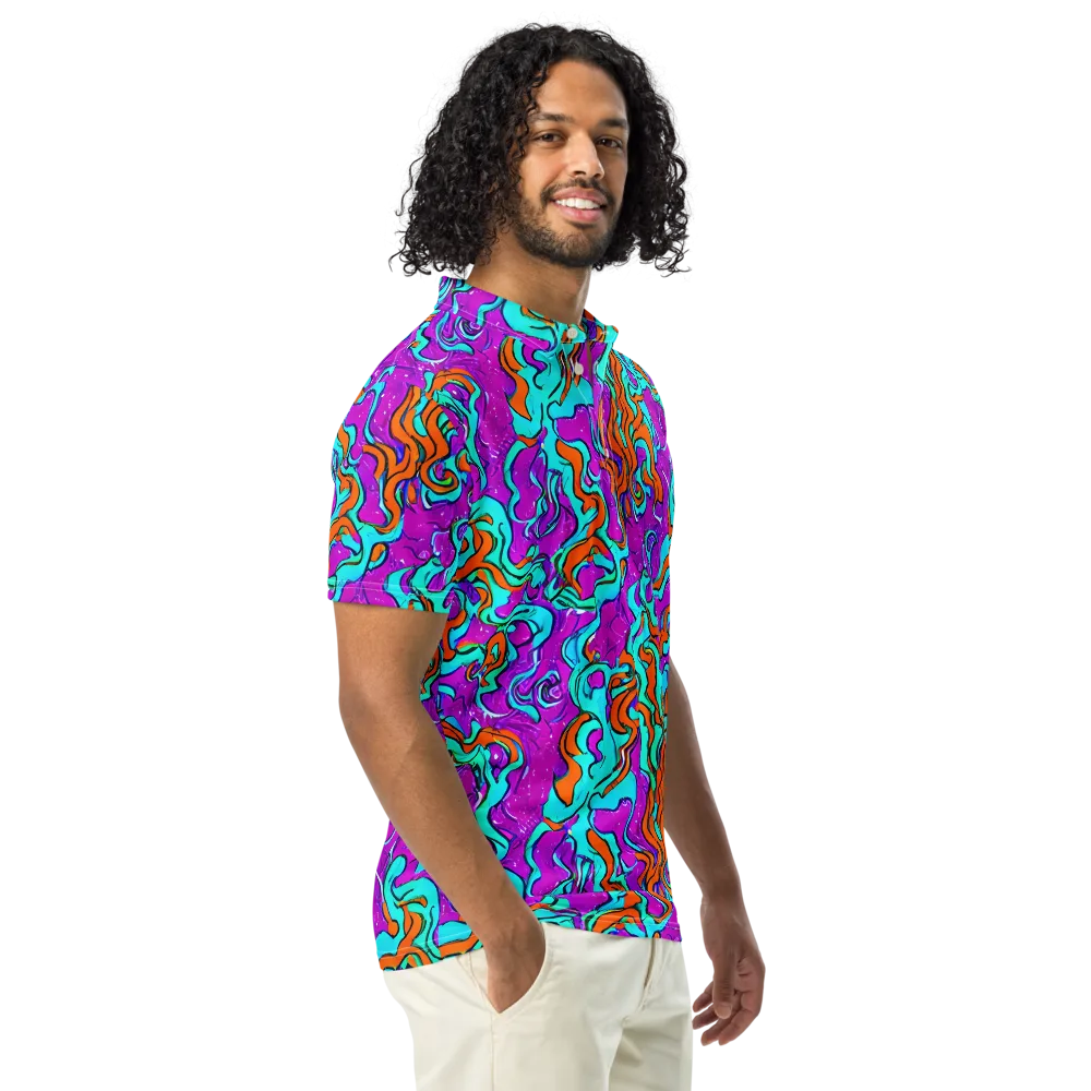 Psychic Ribbons on Men's Slim Fit Polo Shirt — Right Front