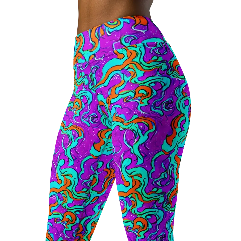 Psychic Ribbons on Yoga Leggings — Left Front