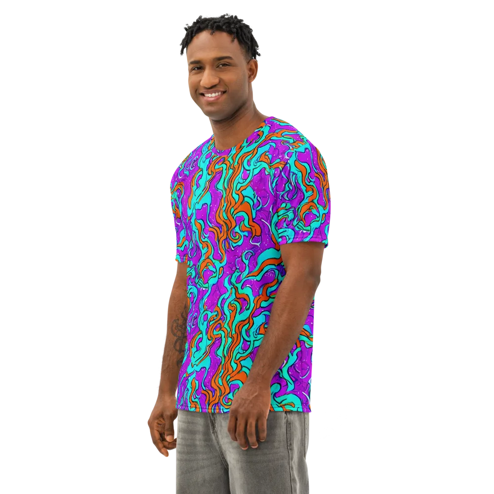 Psychic Ribbons on Men's Cotton Crew Neck T-Shirt — Left Front