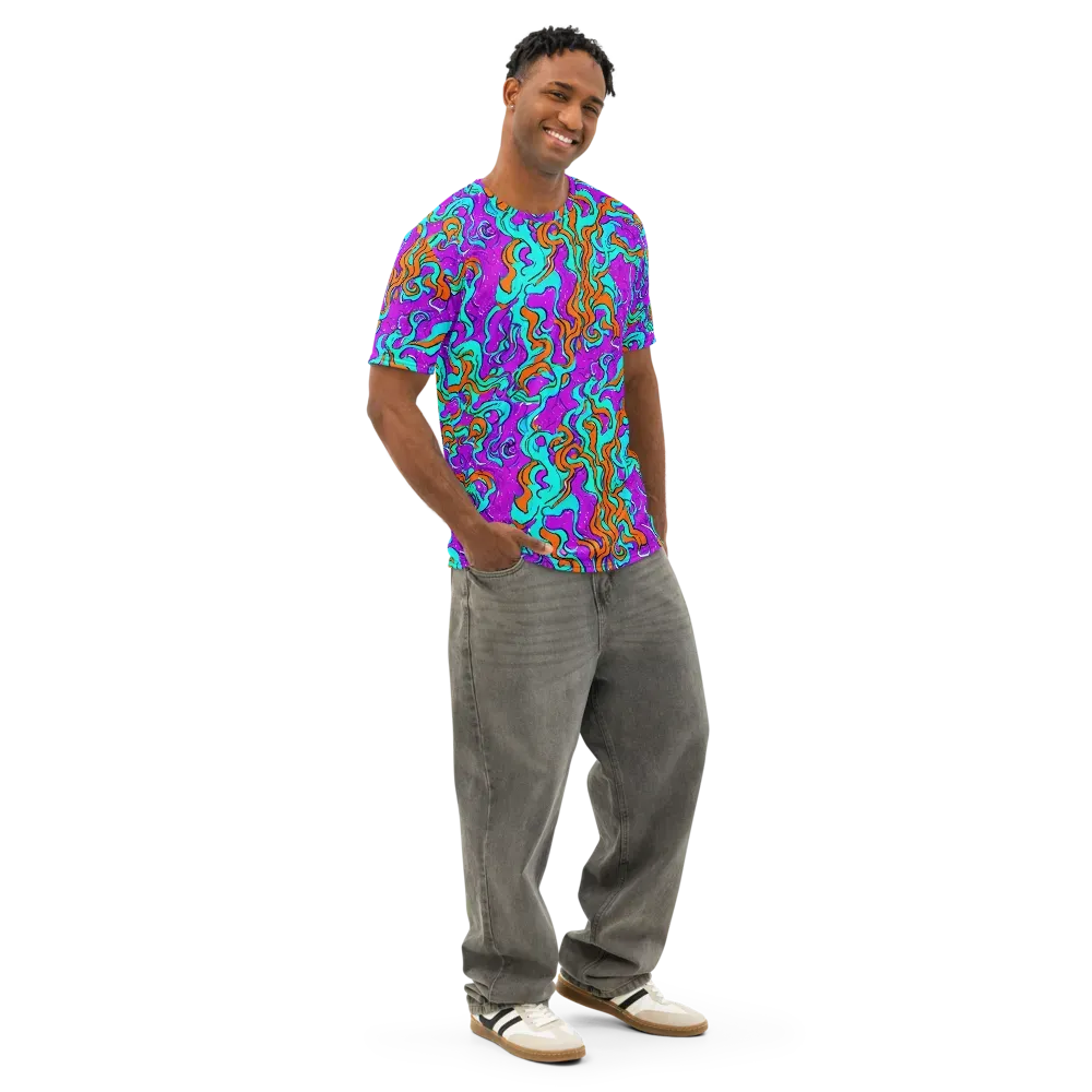 Psychic Ribbons on Men's Cotton Crew Neck T-Shirt — Right Front