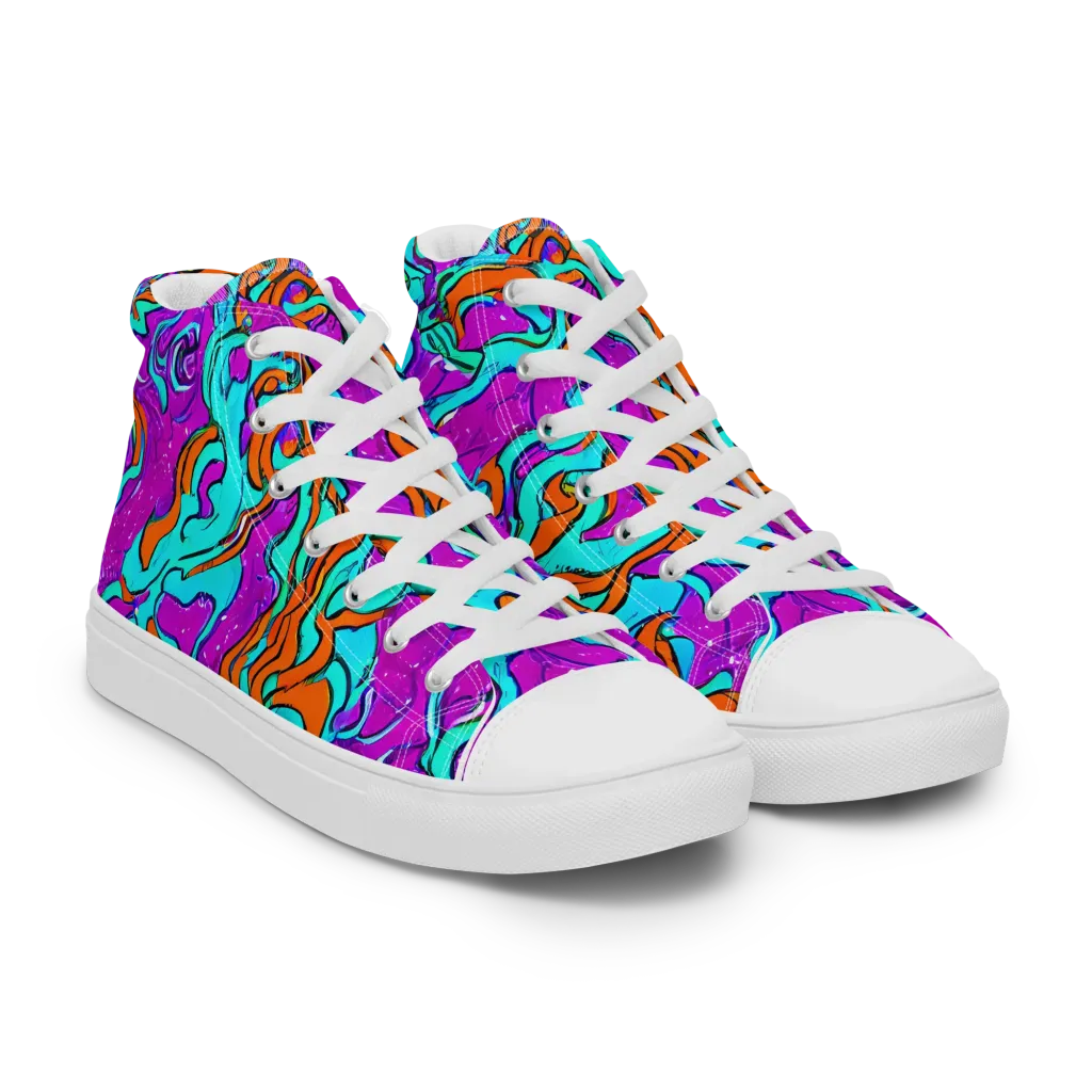 Psychic Ribbons on Men's High Top Canvas Shoes — Right Front