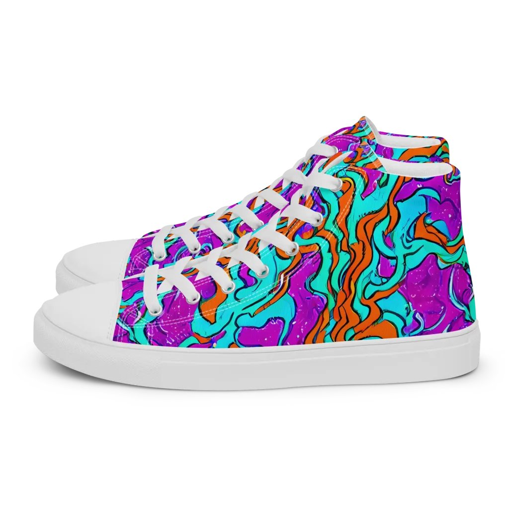 Psychic Ribbons on Men's High Top Canvas Shoes — Left