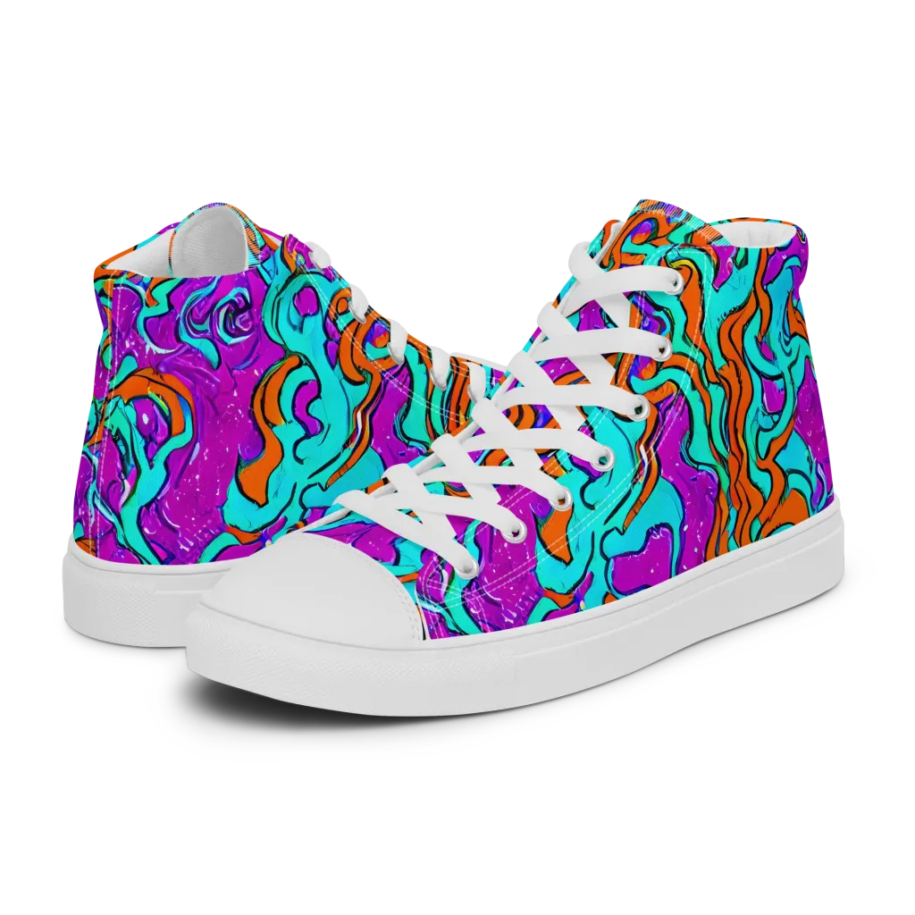 Psychic Ribbons on Men's High Top Canvas Shoes — Left