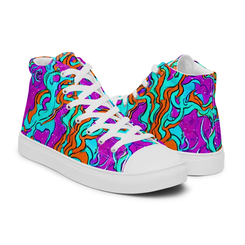 Psychic Ribbons on Men's High Top Canvas Shoes — Right