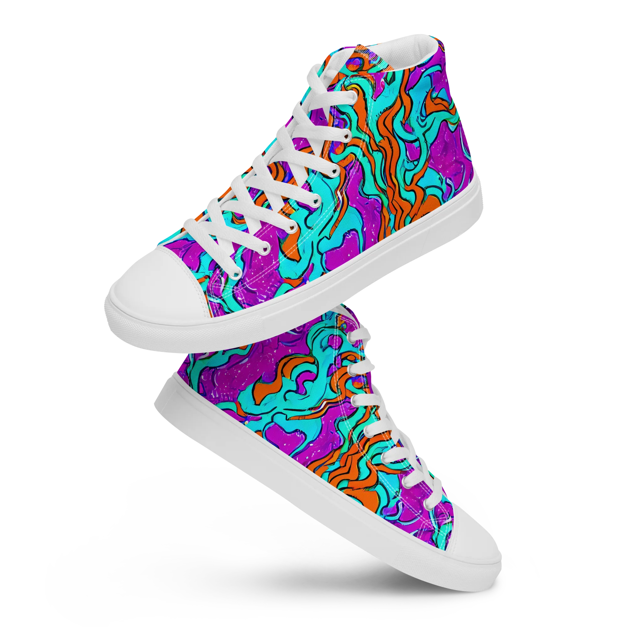 Psychic Ribbons on Men's High Top Canvas Shoes — Front