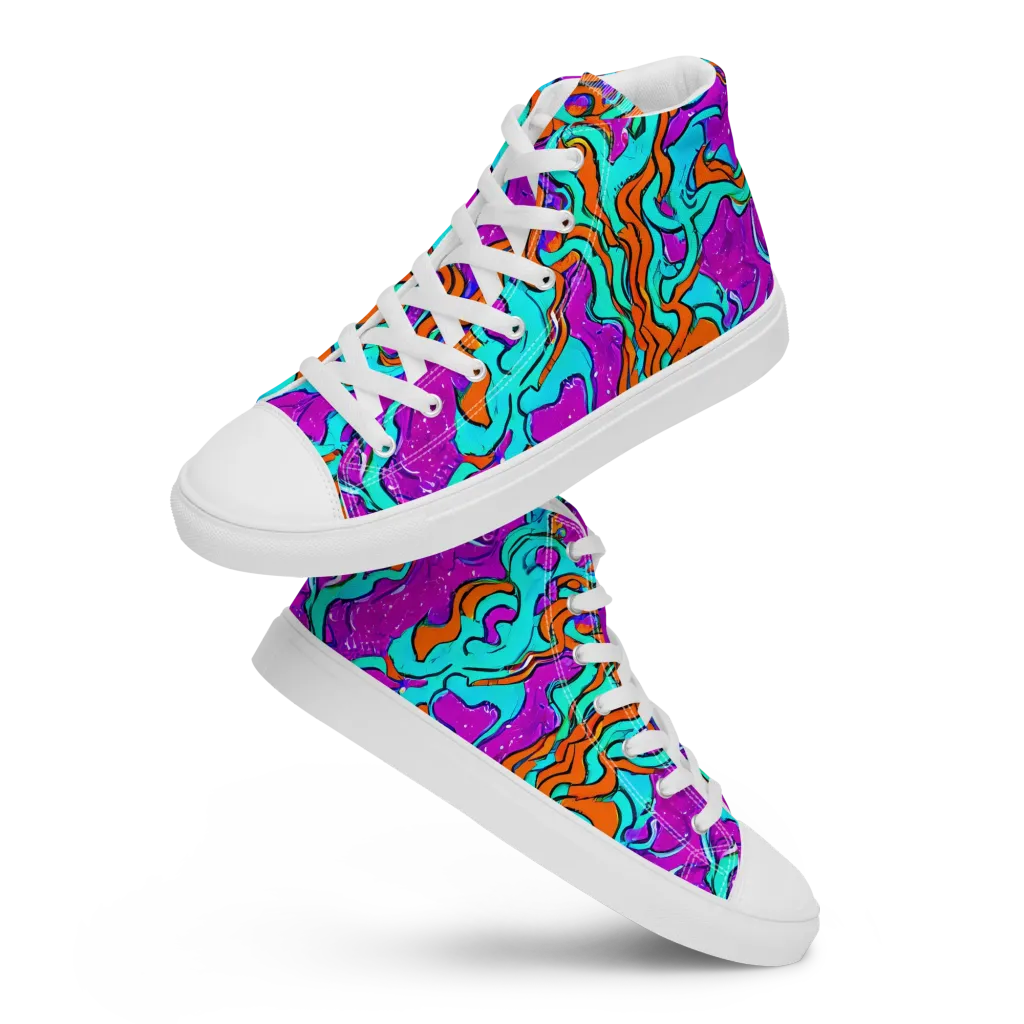 Psychic Ribbons on Men's High Top Canvas Shoes — Front