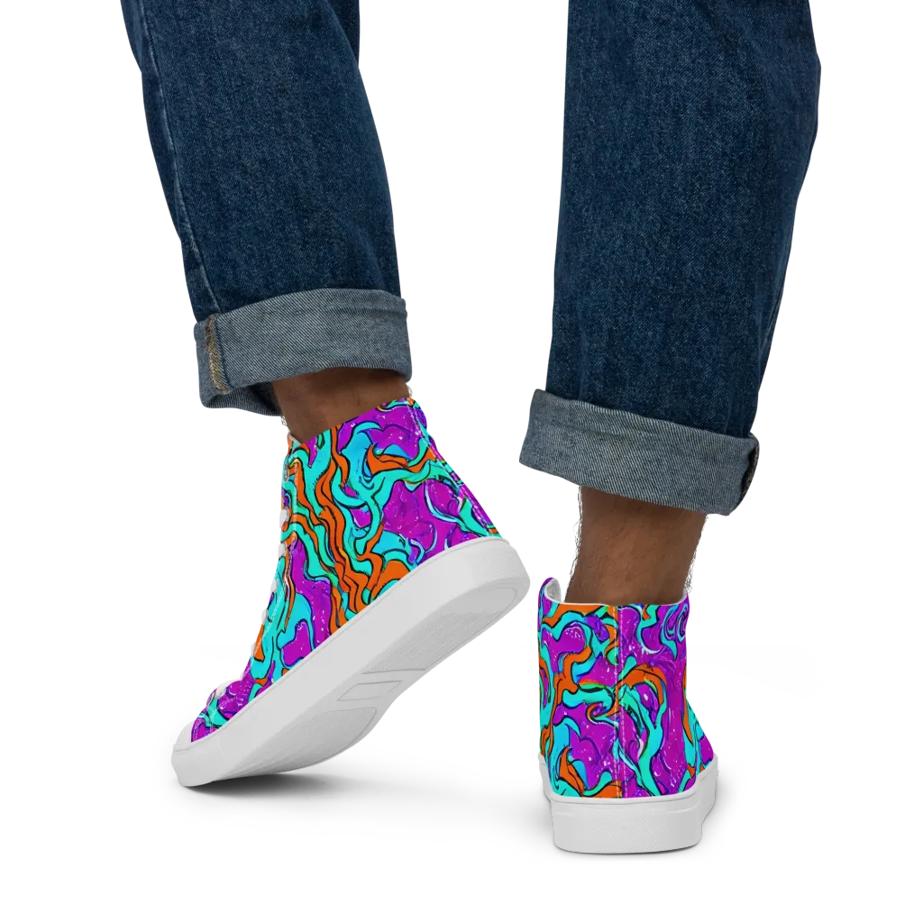 Psychic Ribbons on Men's High Top Canvas Shoes — Back