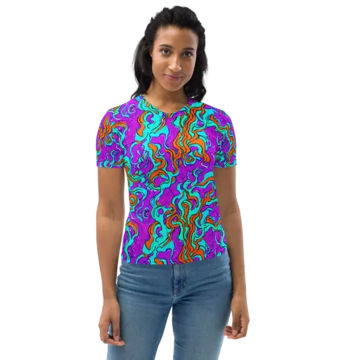 Psychic Ribbons on a Women's Crew Neck T-Shirt