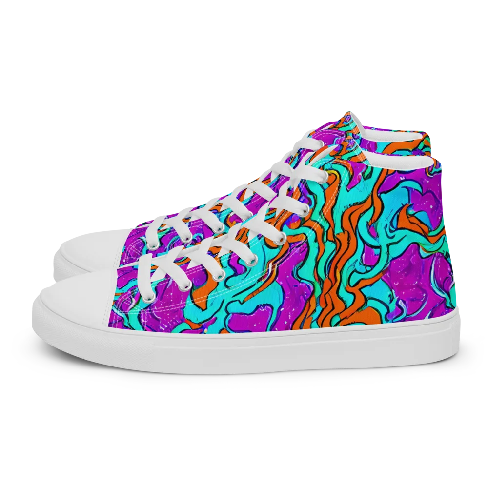 Psychic Ribbons on Women's High Top Canvas Shoes — Left