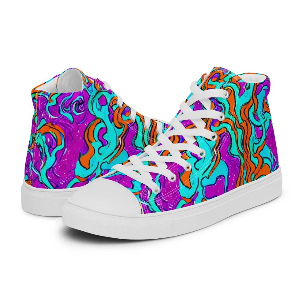 Psychic Ribbons on Women's High Top Canvas Shoes — Left