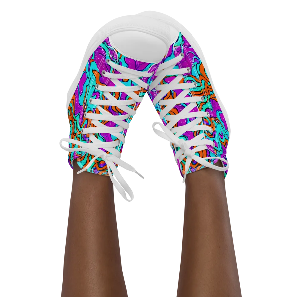 Psychic Ribbons on Women's High Top Canvas Shoes — Front