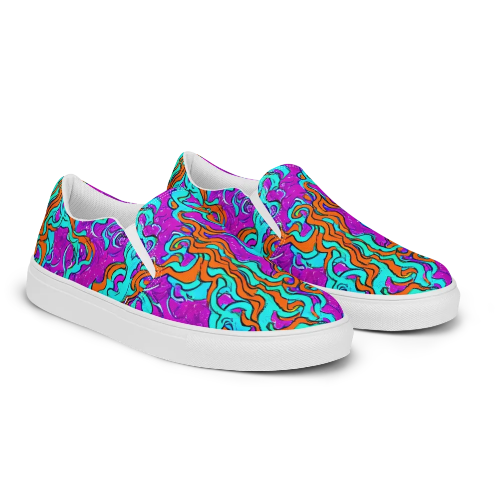 Psychic Ribbons on Men's Slip-On Canvas Shoes — Right Front