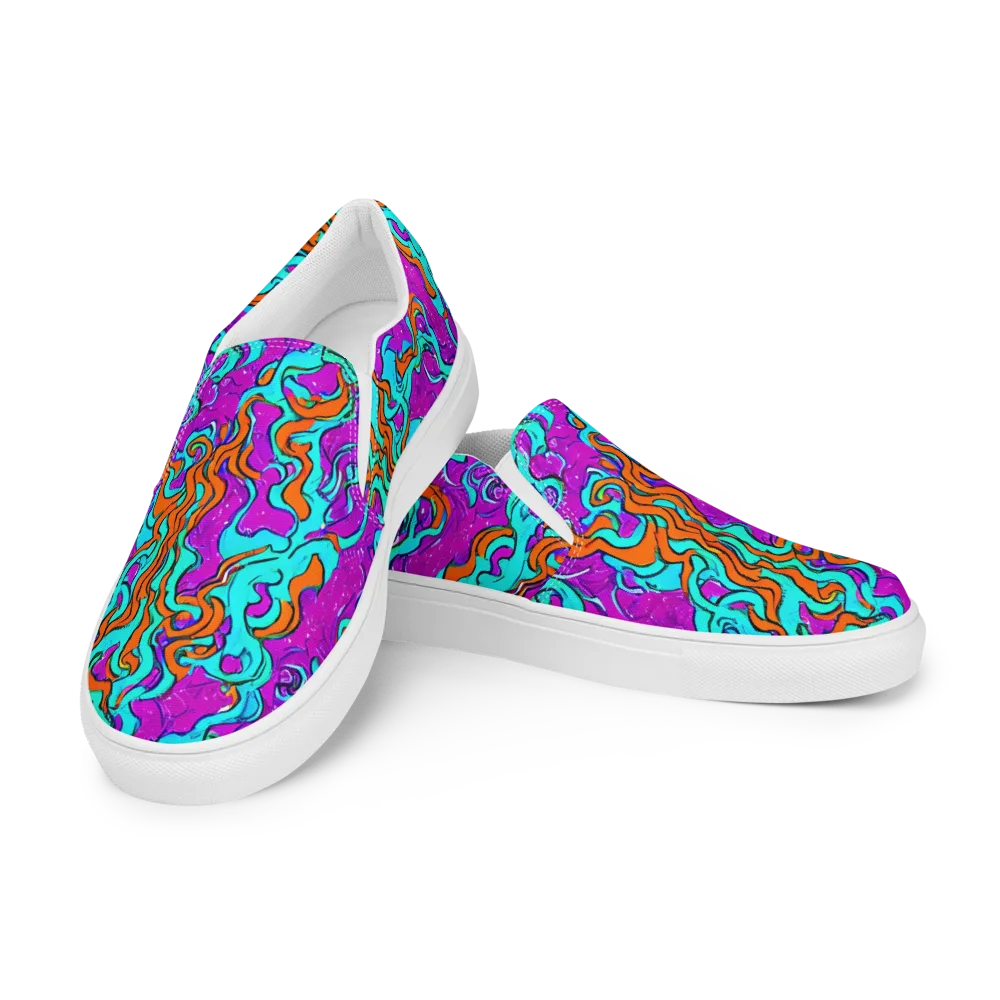 Psychic Ribbons on Men's Slip-On Canvas Shoes — Left Front