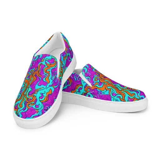 Psychic Ribbons on a Men's Slip-On Canvas Shoes