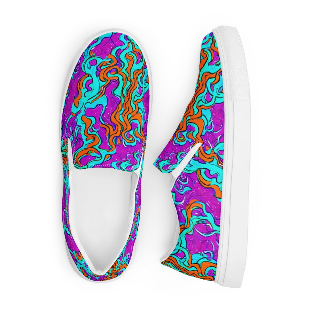 Psychic Ribbons on Men's Slip-On Canvas Shoes — Front