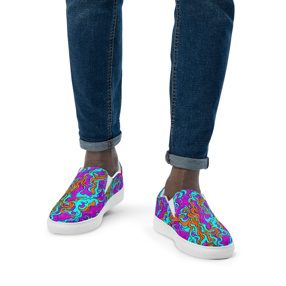 Psychic Ribbons on Men's Slip-On Canvas Shoes — Front