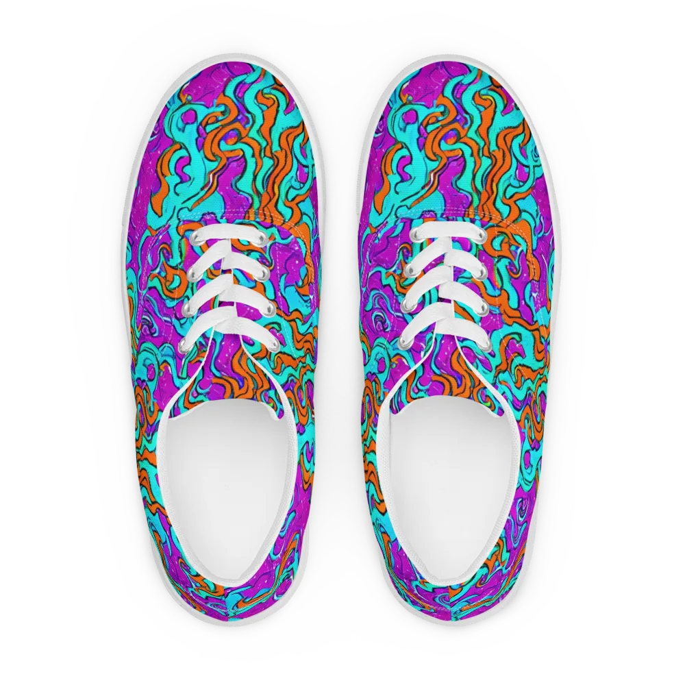 Psychic Ribbons on Men's Lace-Up Canvas Shoes — Front