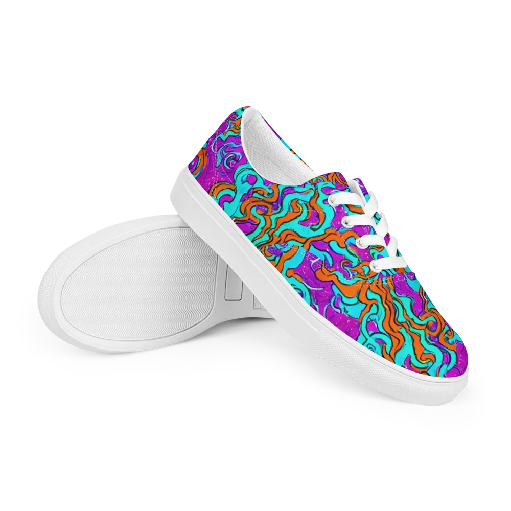 Psychic Ribbons on Men's Lace-Up Canvas Shoes — Right Front