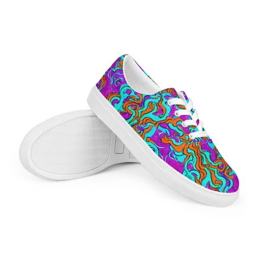 Psychic Ribbons on a Men's Lace-Up Canvas Shoes