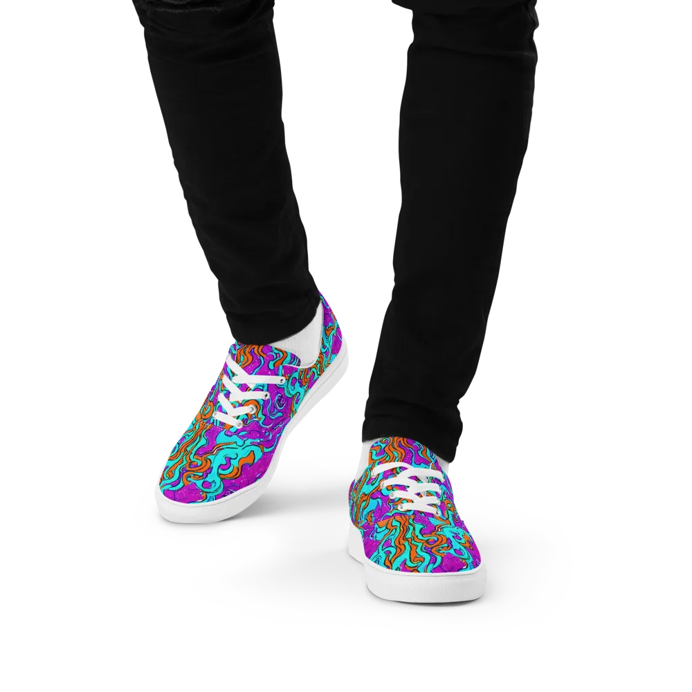 Psychic Ribbons on Men's Lace-Up Canvas Shoes — Front