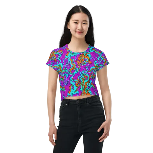 Psychic Ribbons on a Crop Tee