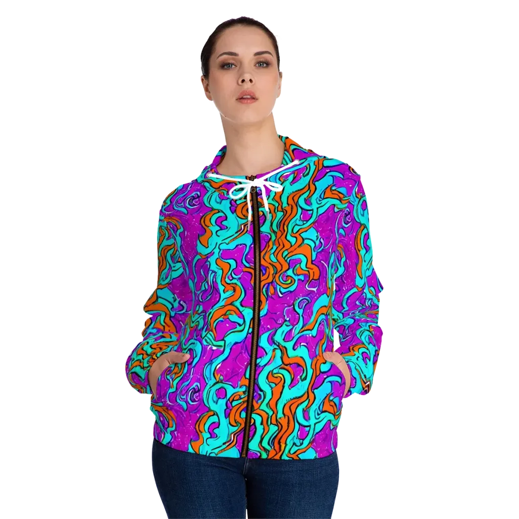 Psychic Ribbons on Women's Full-Zip Hoodie — Front On Person