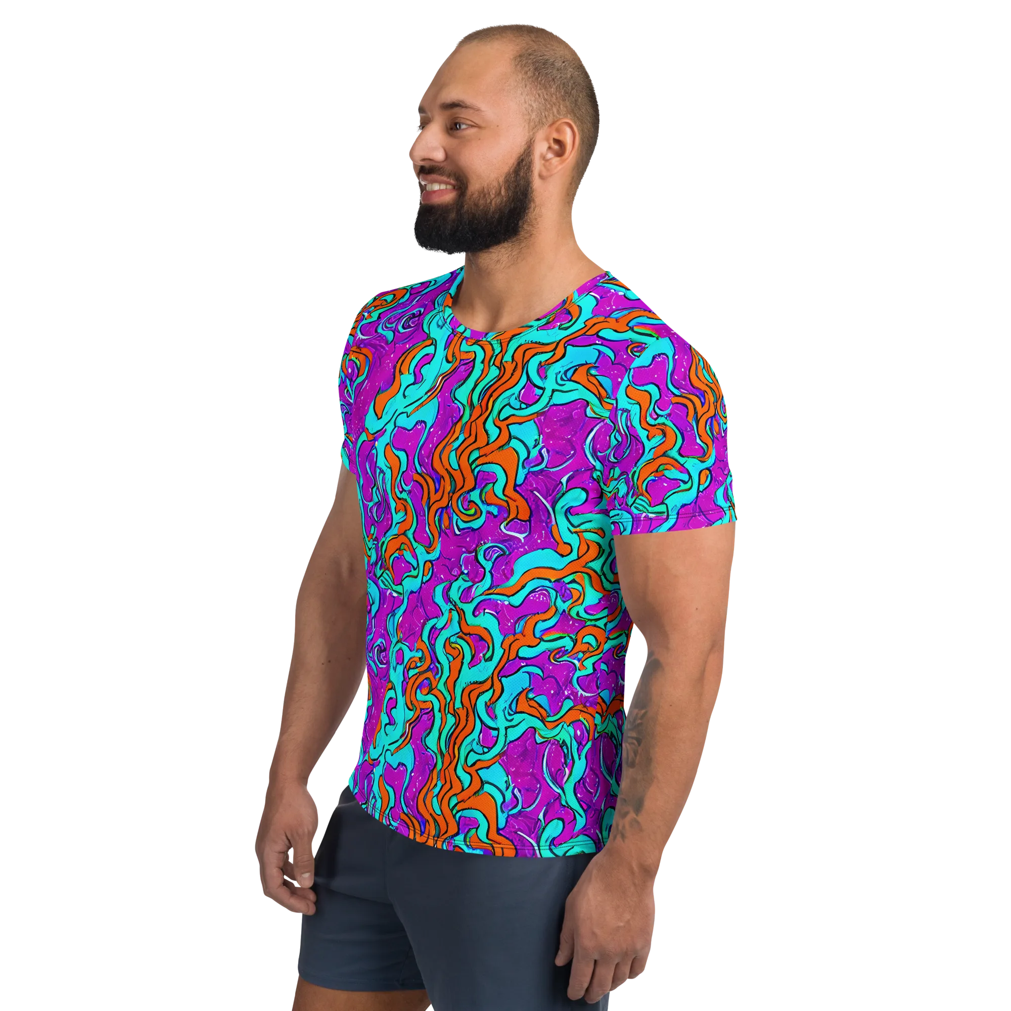 Psychic Ribbons on Men's Athletic T-Shirt — Left